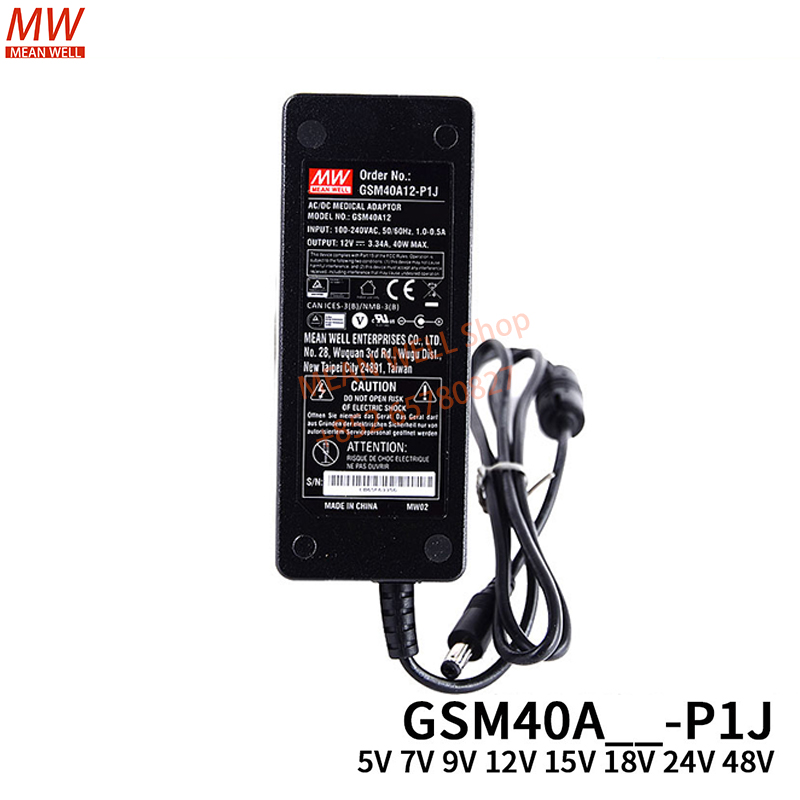 Medical Wellness & Spa Werona - MEAN WELL แหล่งจ่ายไฟเดิม 40W AC-DC ที่เชื่อถือได้สีเขียวทางการแพทย์อะแดปเตอร์
